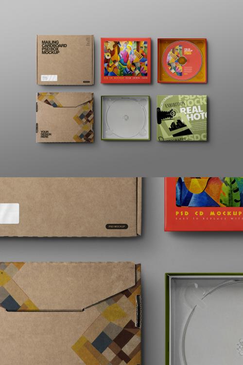 CD Mockup Cardboard Mailing Box Jewel Case