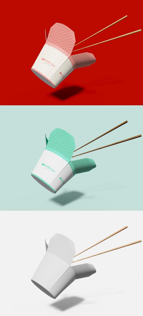 Floating Noodle Box with Chopsticks Mockup