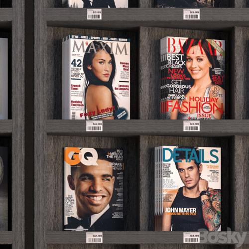 Display Racks with Books and Magazines - Vray Material