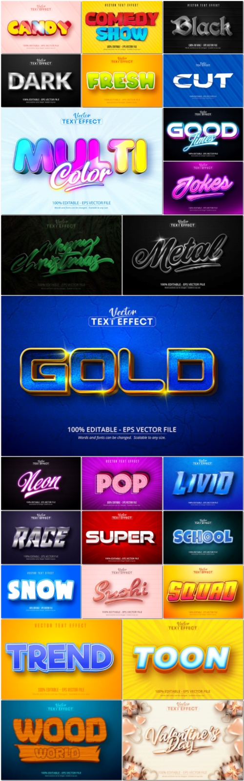 25 Vector editable text effect, font style vol 4