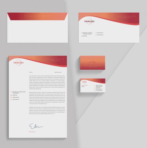 Stationery Set with Salmon Red Gradient