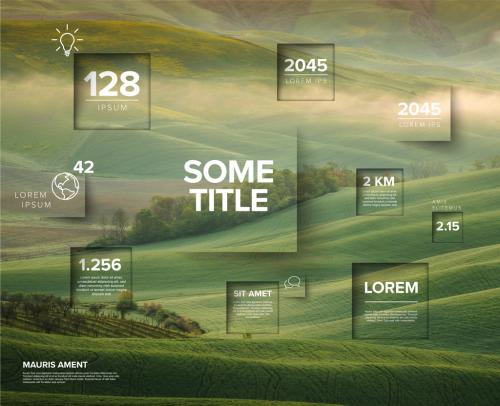 Background Photo Infographic Template with Square Elements