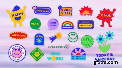 Videohive Sticker Pack - Retro Y2K Vibrant After Effects Project Template 51801505