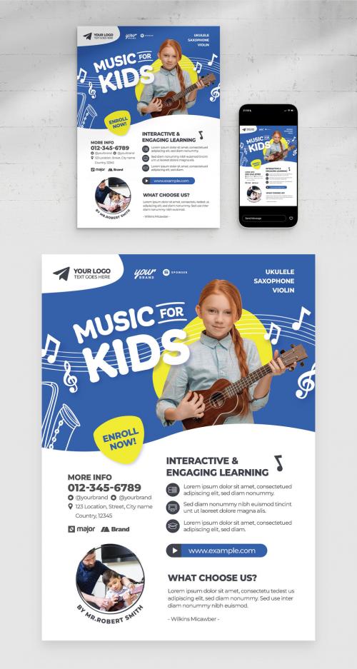 Kids Music Lesson Flyer Poster