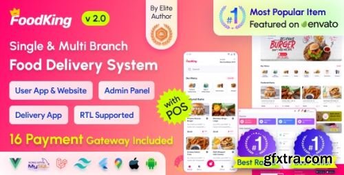 CodeCanyon - FoodKing - Restaurant Food Delivery System with Admin Panel & Delivery Man App | Restaurant POS v2.0 - 45845092 - Nulled