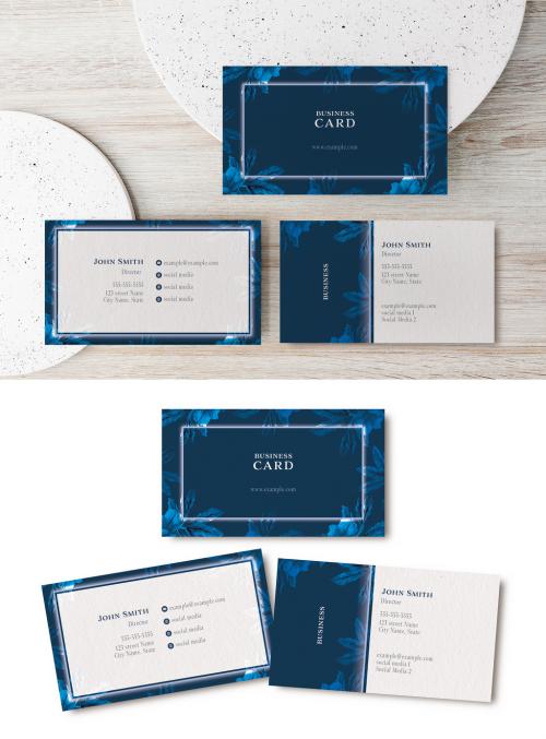 Watercolor Blue Flowers Business Card