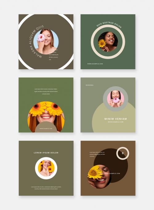 Earth Tone Social Media Layouts with Circle Design Elements