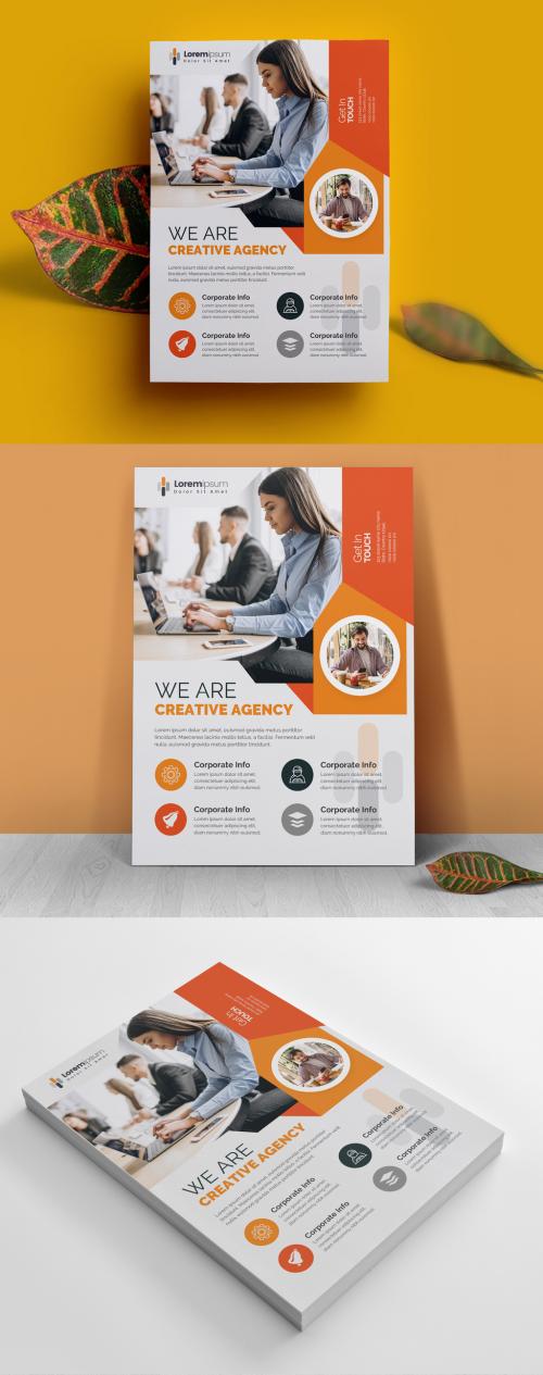 Flyer Template with Orange Vector Layout