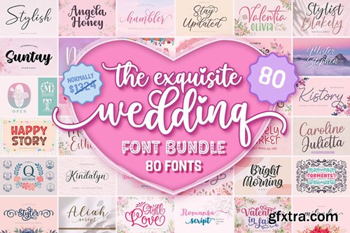 The Exquisite Wedding Font Bundle - 80 Premium Fonts