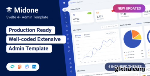 Themeforest - Midone - Tailwind CSS Svelte 4 Admin Dashboard Template + HTML Version 46282224 v2.0 - Nulled