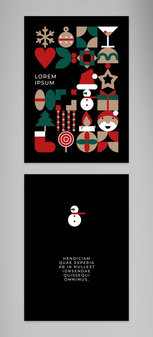 Christmas Postcard with Holiday Symbols