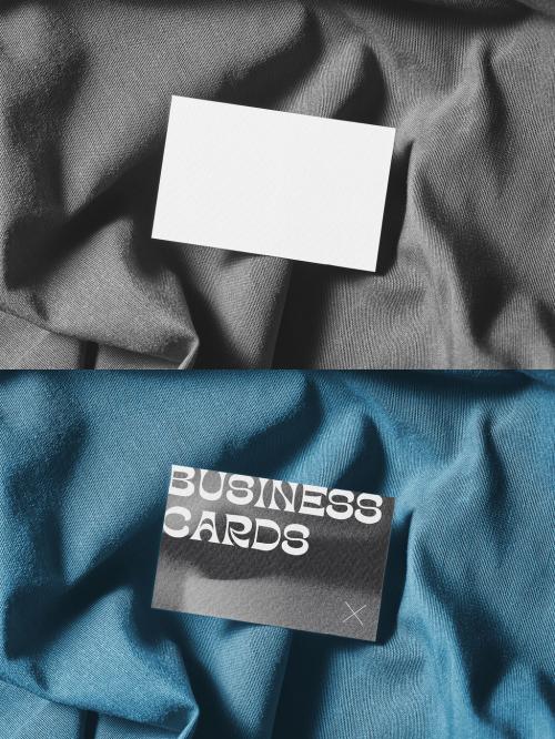 Business Card Mockup on Customizable Colored Fabric Background