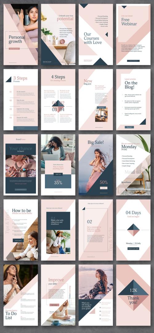Online Courses Social Media Story with Pale Pink and Blue Accents