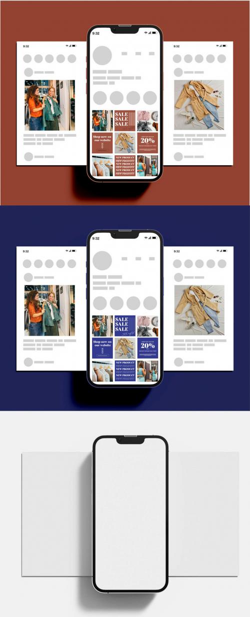 Smartphone Screen Social Media Concept Mockup