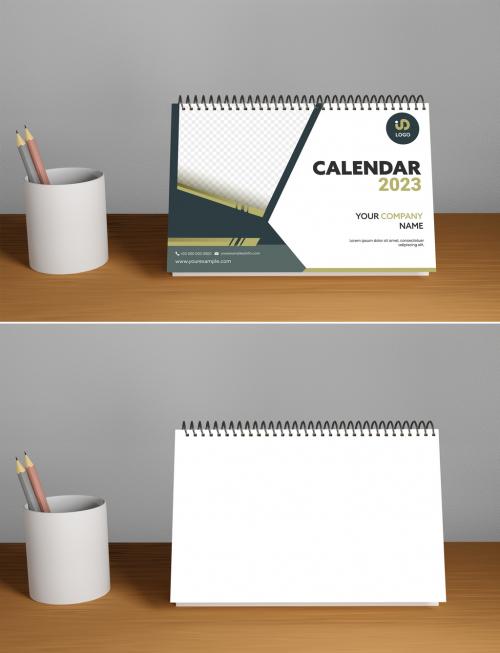 Desk Calendar Mockup with Pen Stand
