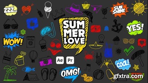 Videohive Summer Scribble Icons 52070168