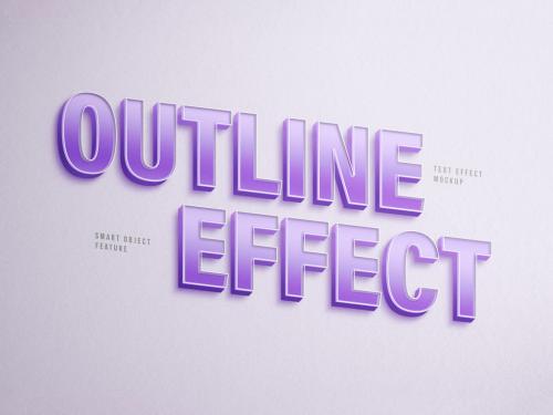 3D Outline Text Effect Mockup