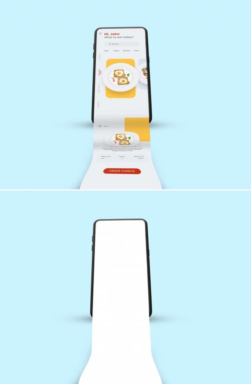 Mobile with 3D Food Elements Long Screen Scroll Mockup