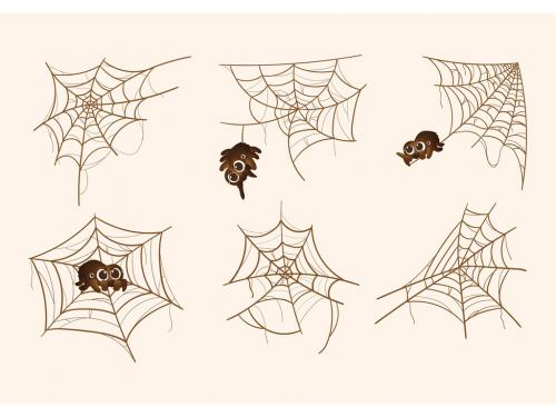 Cute Cartoon Spider Web Spiders