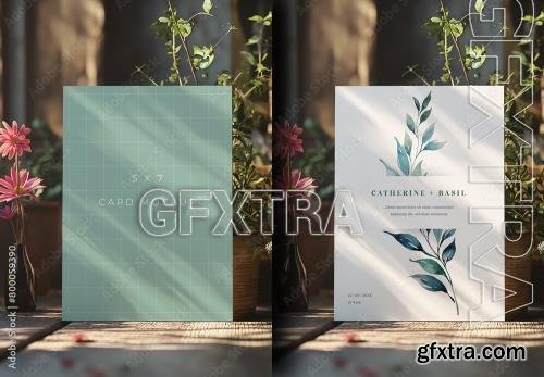 Card Mockup Amidst blooming Flowers and Greenery With Generative ai 800059390