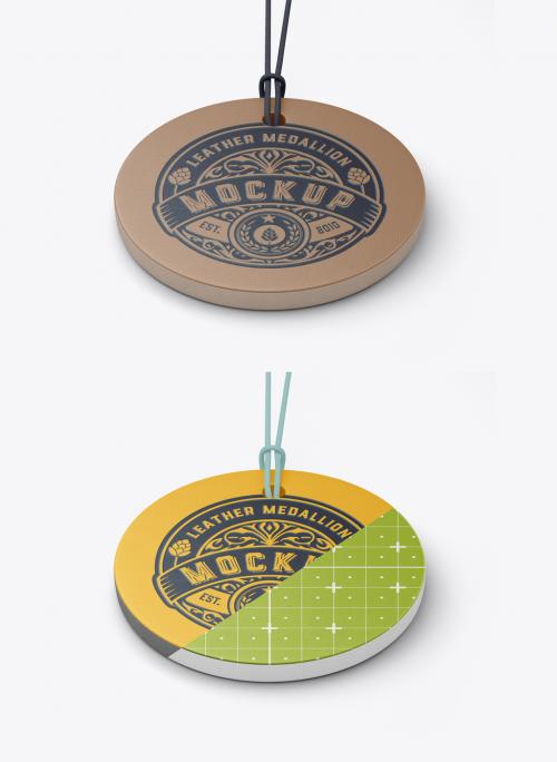 Leather Medallion with Rope Mockup