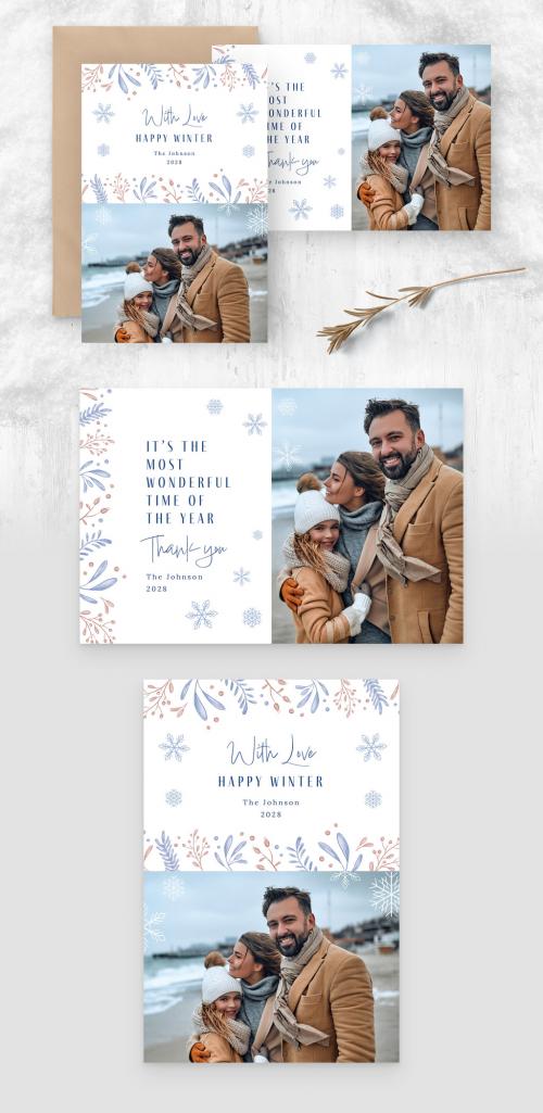 Winter Photo Card Flyer with Modern Minimal Style