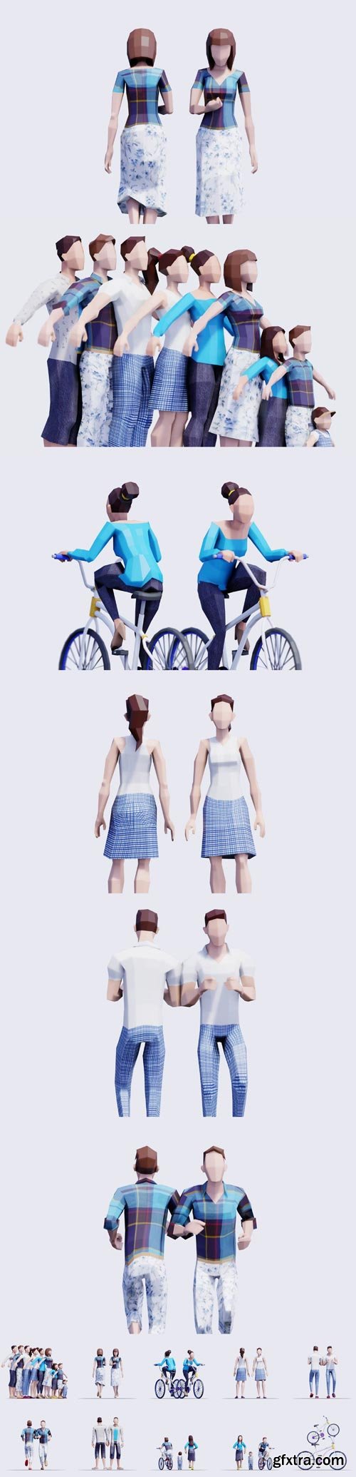 Spring Low Poly People Pack | Animated & Rigged Model