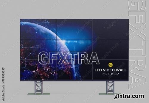 Front View of Exhibition Led Video Wall Mockup 799939597