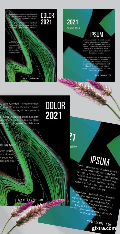 Flyer Layout with Motion Blur and Abstract Glowing Shapes