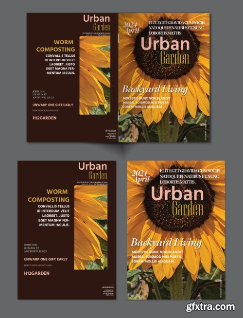 Brochure Cover Layout with Urban Garden Pictures Earth Natural Organic Color Theme