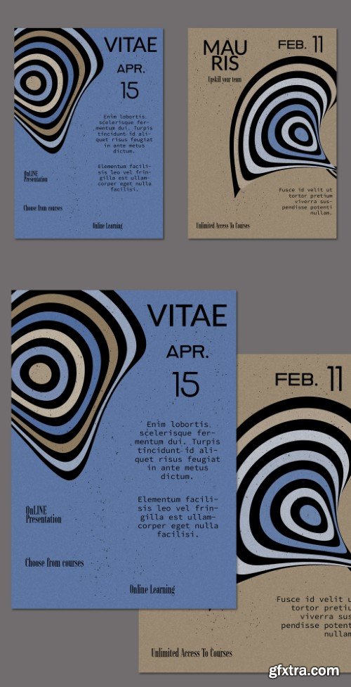 Flyer A4 Retro Colored Grunge Textured Striated Abstract Shape