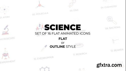 Videohive Edit Science - Set of 16 Animated Icons Flat or Outline style 52122752