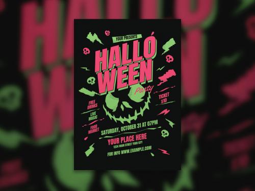 Green Halloween Party Flyer