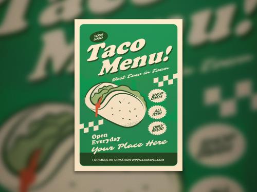 Green Taco Menu Promotion Flyer