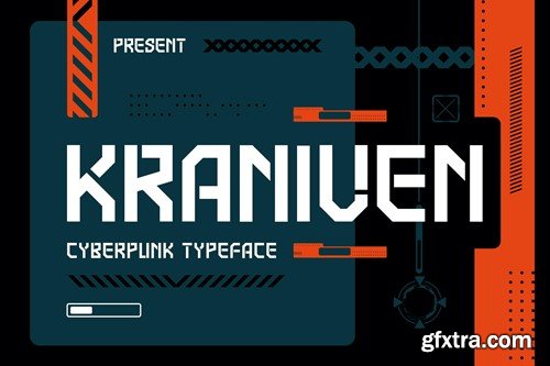 Kraniven - Cyberpunk Typeface P3ADCEJ