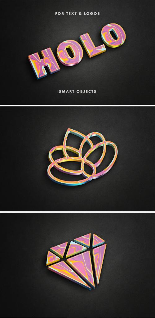 3D Holographic Text Effect Mockup
