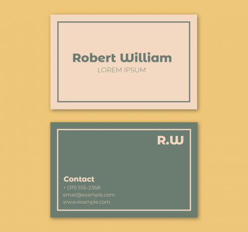 Beige And Green Minimal Business Card