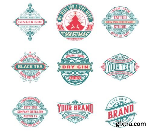 Set of 9 Vintage Logos and Badges