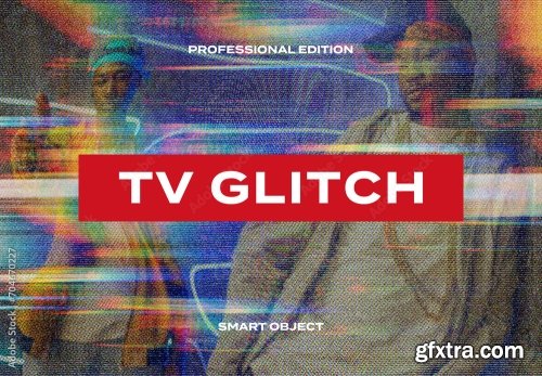 Glitch Screen Display TV CRT Photo Effect Paper Texture Template Mockup Overlay Style 704670227