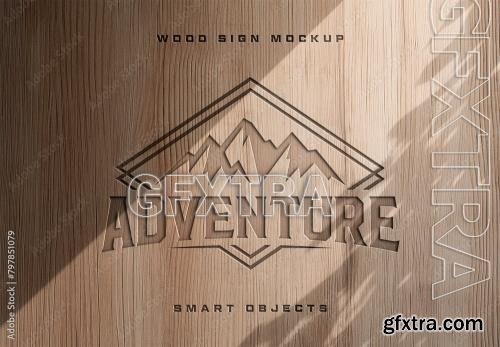 Carved Wood Sign Mockup With Generative AI 797851079