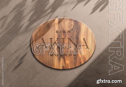 Carved Wooden Sign Mockup With Generative AI 797850832