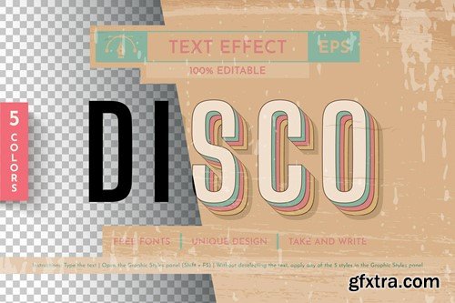 5 Music 80s Editable Text Effects, Graphic Styles NRPABLV