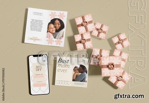 Smartphone with Gift Boxes Celebration Concept Mockup 797010082