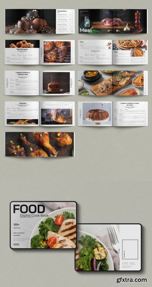 Digital Cookbook Template Recipe book Layout Landscape