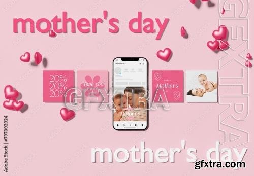 Customizable Mobile Device Design for Mothers Day Mockup 797002024