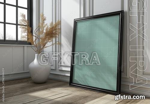 Frame Mockup In The Corner Of The Room With Generative ai 796394659