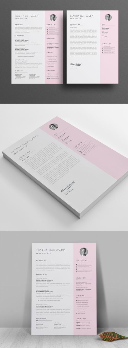 Elegant Resume Layouts with Cover Letter Layout Pink Accents