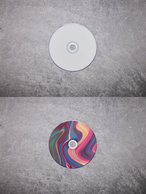 CD Disk Mockup With On-Camera Flash