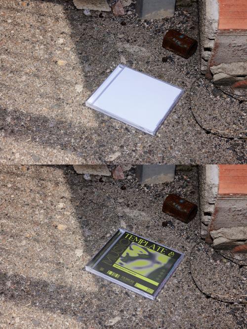 CD case Mockup on Floor in an Abandoned Place