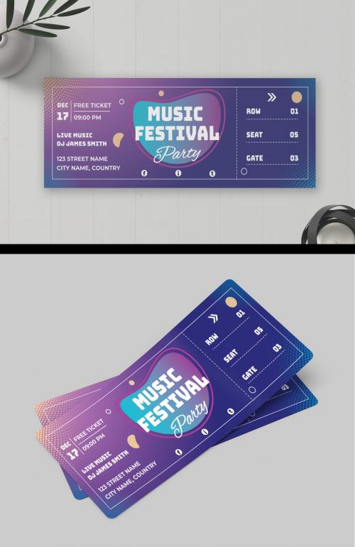Music Festival Ticket Design Layout